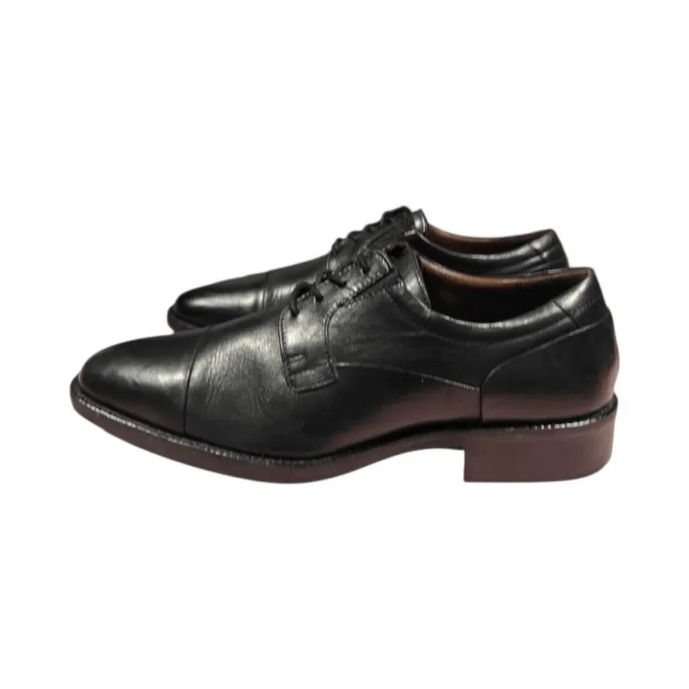 JOHNSTON & MURPHY Lancaster Black Leather Cap Toe Oxford Size 8.5M